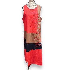 Abstract Colorblock Sleeveless Maxi Dress | Size 2XL